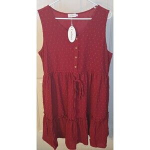 Coolmee Red Dress Size XL Button up Pull over Sleeve Less NWT New